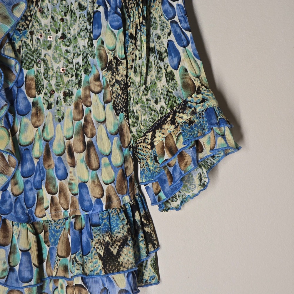 Vintage Y2K Whimsigoth Sheer Crinkle Ruffle Romantic Top Agora Womens S - Picture 4 of 7
